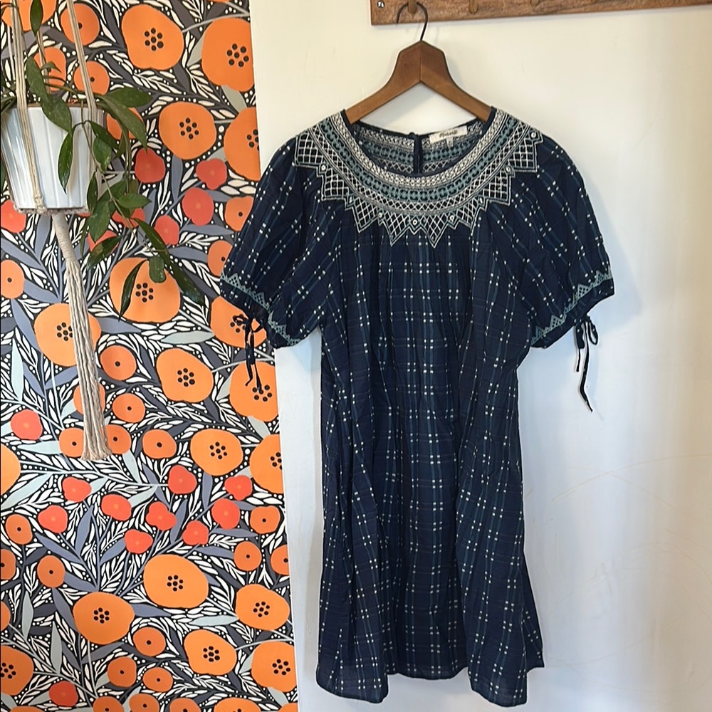Navy Blue Embroidered Dress